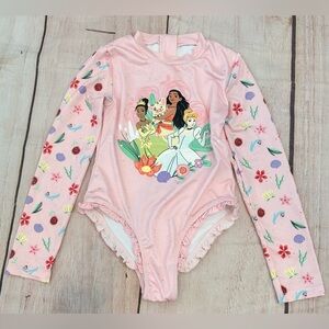 Disney Princess Toddler Swimsuit Rash Guard Pink Size 7 EUC